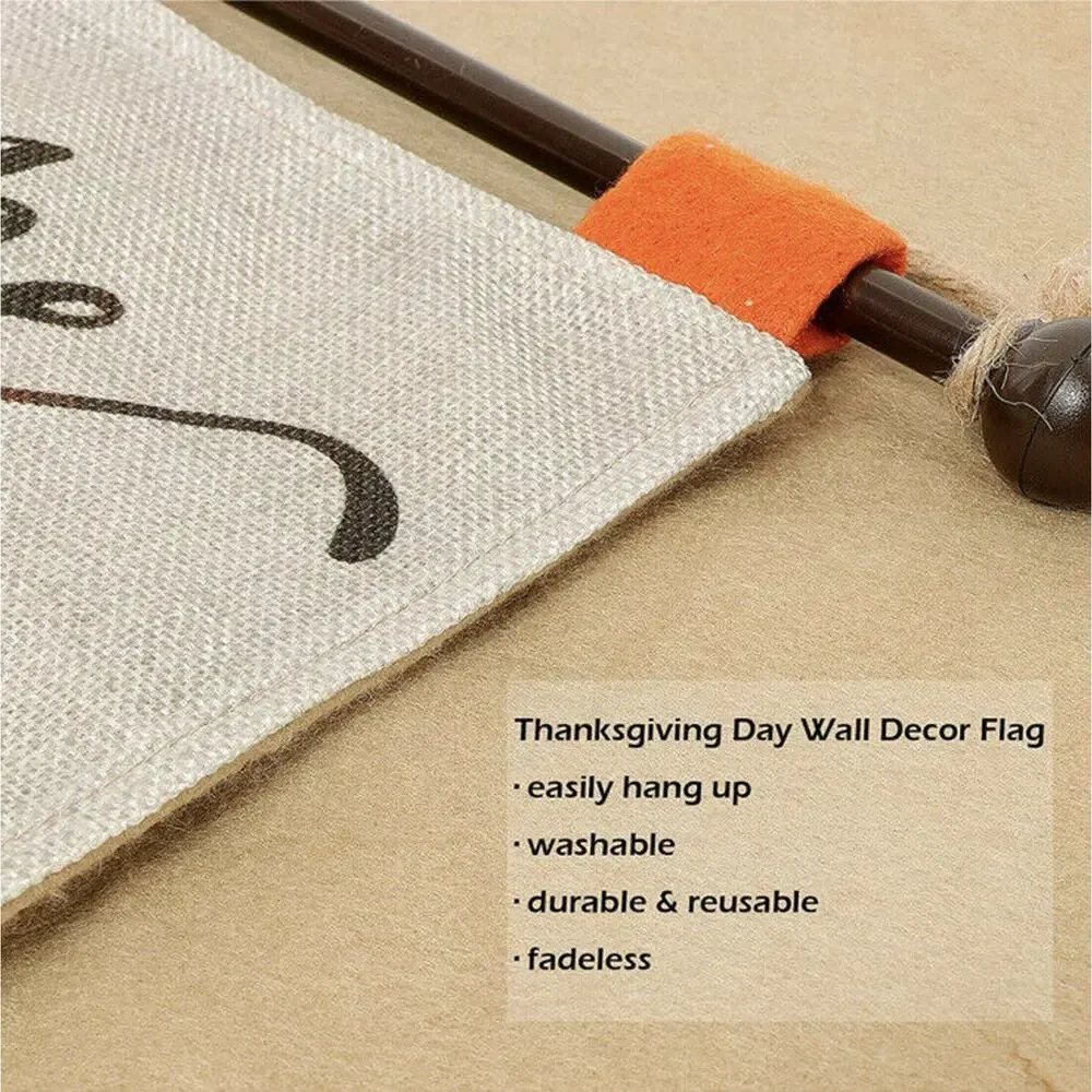 Thanksgiving Day Hanging Flag Banner Burlap Wall Art Decor Thanks Pumpkin